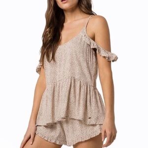 O'Neill Cream and Black Polka Dot Top